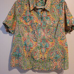 Jones New York Short Sleeve Button Up XL